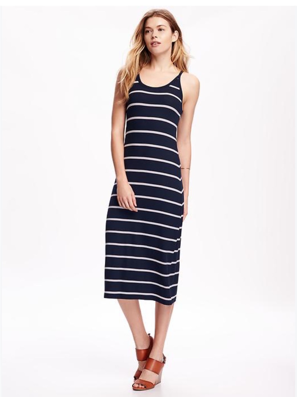 W by Worth Striped Knit Black & White Tank Midi Dress